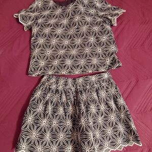 Navy and white skirt set